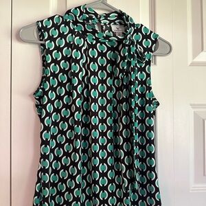 Worthington Teal and Black Geometric Blouse